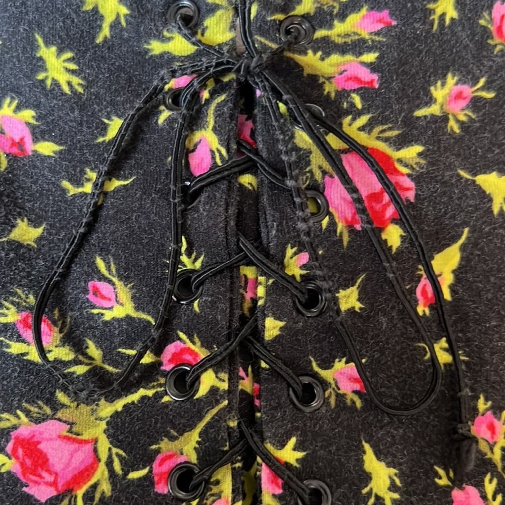 VINTAGE BETSEY JOHNSON COTTON BODYCON ROSES MILKMAID MIDI DRESS - Picture 6 of 11